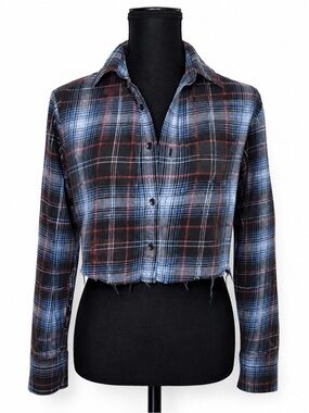 GAP Black and Blue Plaid Button-Up Shirt
